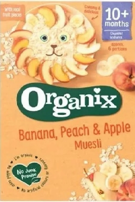 Organix 香蕉、桃子和苹果麦片 200 克 (10 个月以上)(平行进口)
