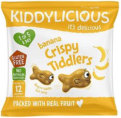 童之味Kiddylicious 香蕉脆鱼粒 - 美味烘焙小吃 - 适合12个月以上 英国直送 (平行进口)